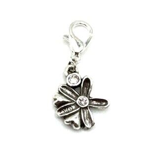 Brighton Wildflower Flower Daisy Crystal Garden Custom Silver Clip Charm